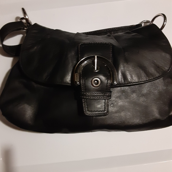 CLASSIC BLACK LEATHER SMALL COACH BAG Style F17217 - Picture 1 of 10